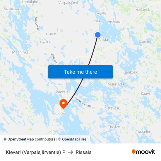 Kievari (Varpaisjärventie) P to Rissala map