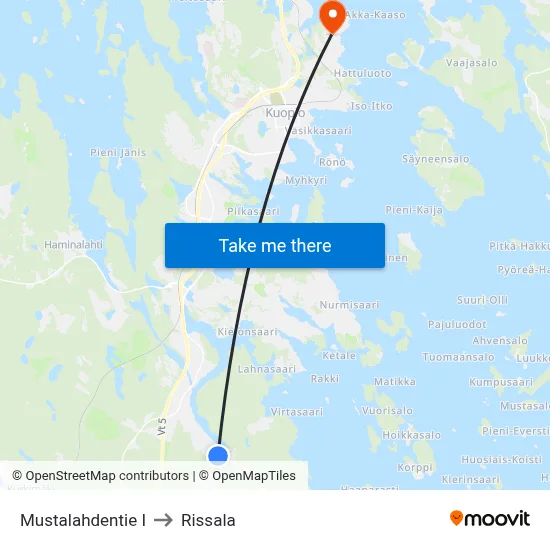 Mustalahdentie I to Rissala map
