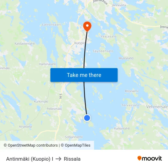 Antinmäki (Kuopio) I to Rissala map