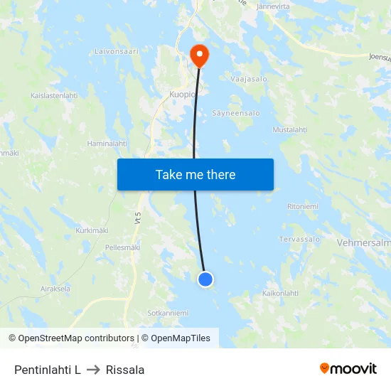 Pentinlahti L to Rissala map