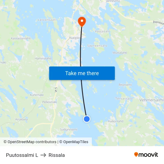 Puutossalmi L to Rissala map