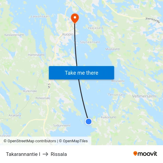 Takarannantie I to Rissala map