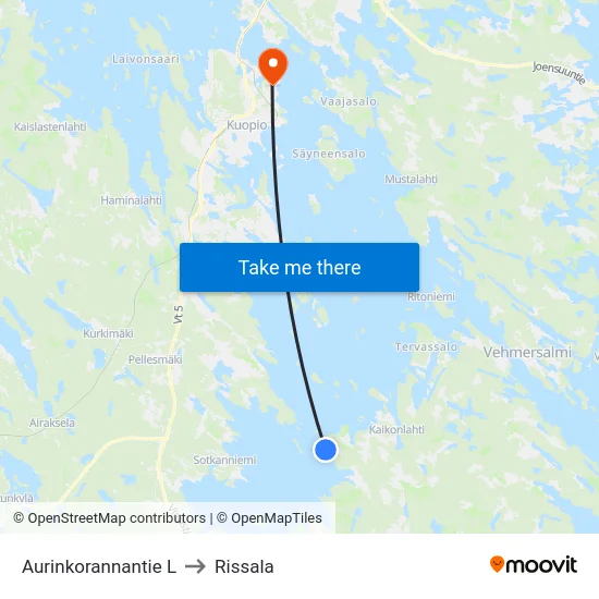 Aurinkorannantie L to Rissala map