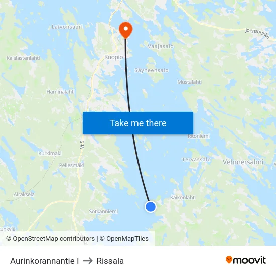 Aurinkorannantie I to Rissala map