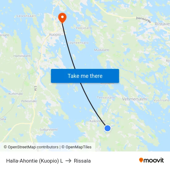 Halla-Ahontie (Kuopio) L to Rissala map