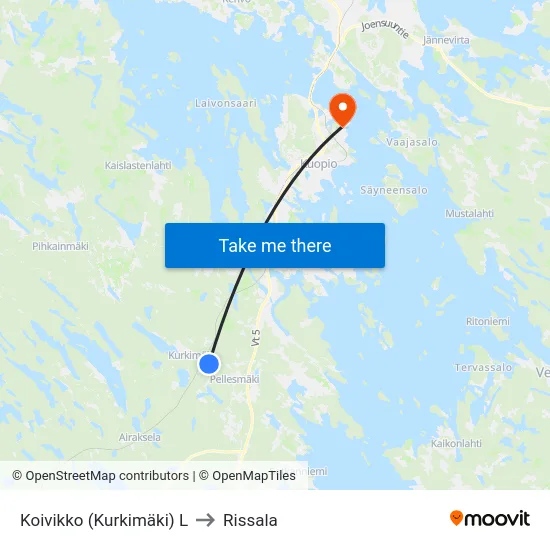 Koivikko (Kurkimäki) L to Rissala map