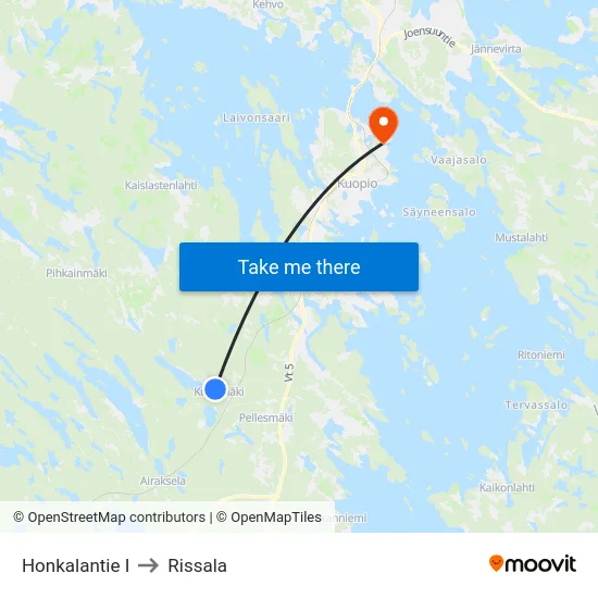 Honkalantie I to Rissala map