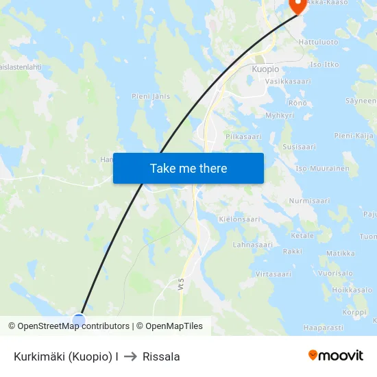 Kurkimäki (Kuopio) I to Rissala map