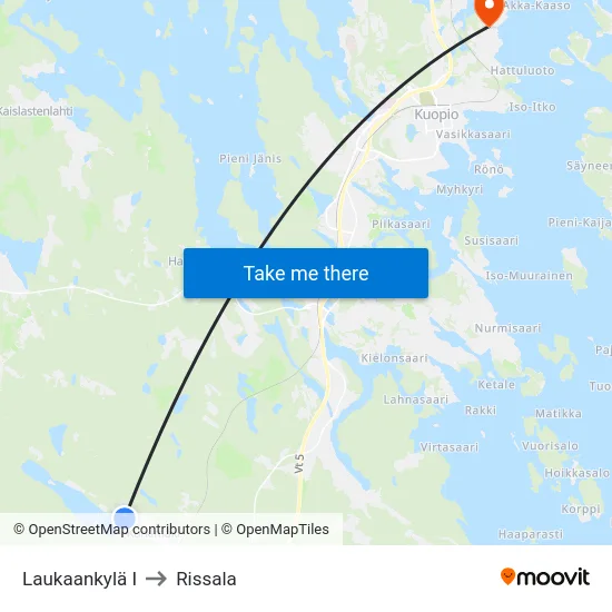 Laukaankylä I to Rissala map