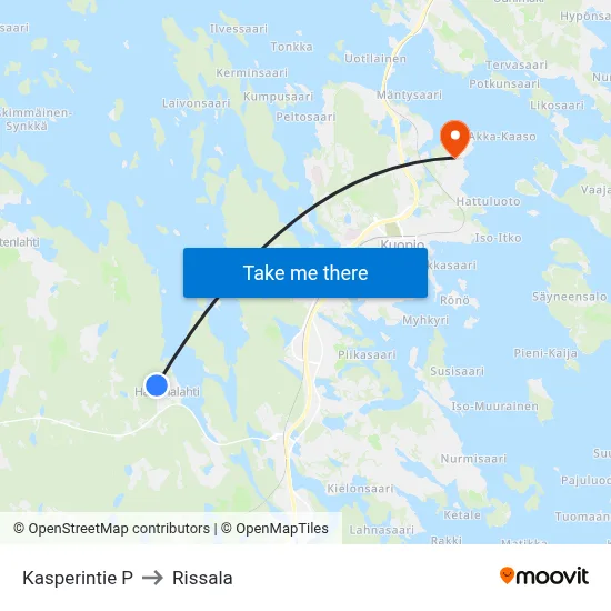 Kasperintie P to Rissala map