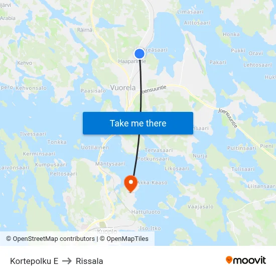 Kortepolku E to Rissala map