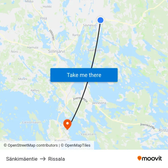 Sänkimäentie to Rissala map