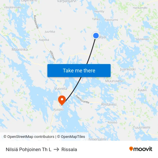 Nilsiä Pohjoinen Th L to Rissala map