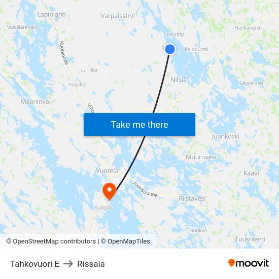 Tahkovuori E to Rissala map