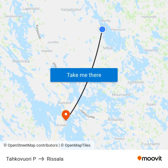 Tahkovuori P to Rissala map