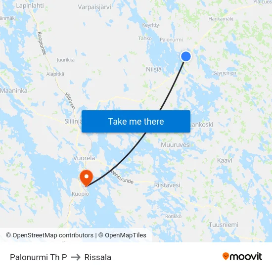 Palonurmi Th P to Rissala map