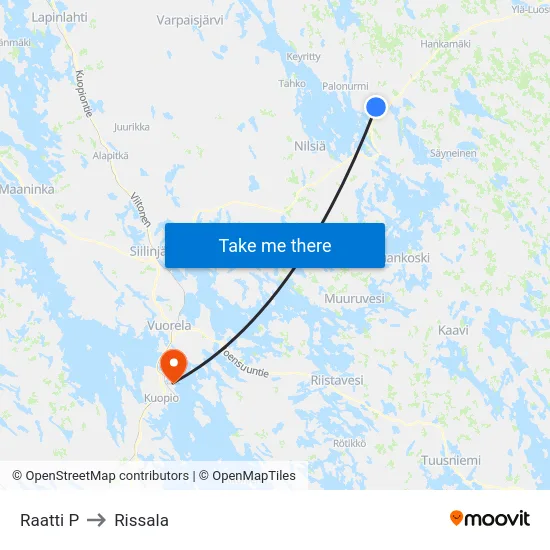 Raatti P to Rissala map