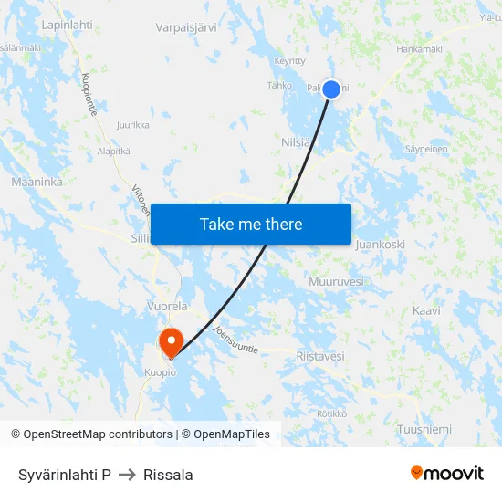 Syvärinlahti P to Rissala map