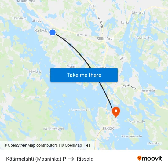 Käärmelahti (Maaninka) P to Rissala map