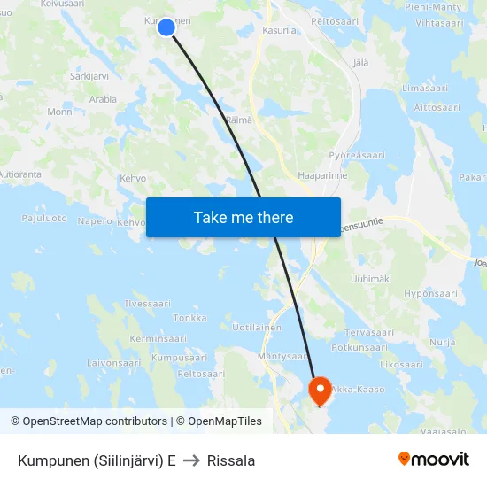Kumpunen (Siilinjärvi) E to Rissala map