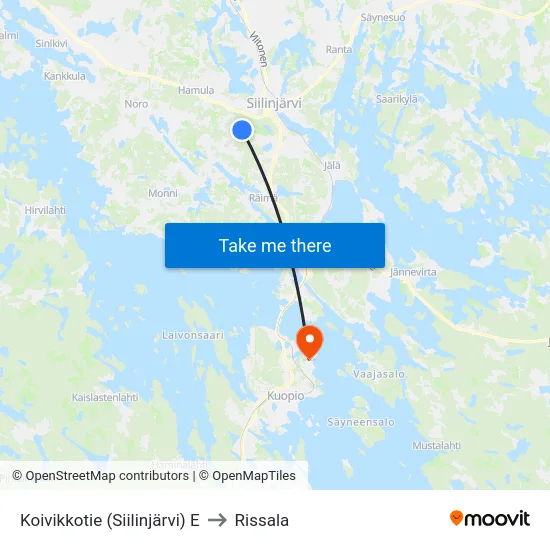 Koivikkotie (Siilinjärvi) E to Rissala map