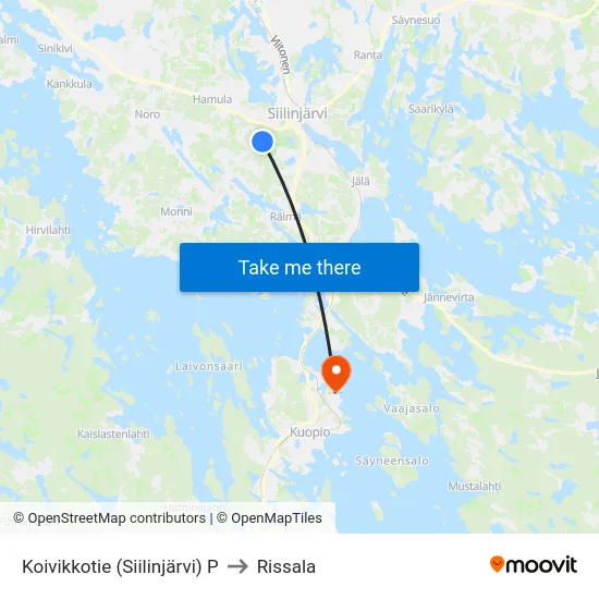 Koivikkotie (Siilinjärvi) P to Rissala map