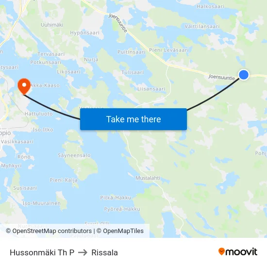 Hussonmäki Th P to Rissala map