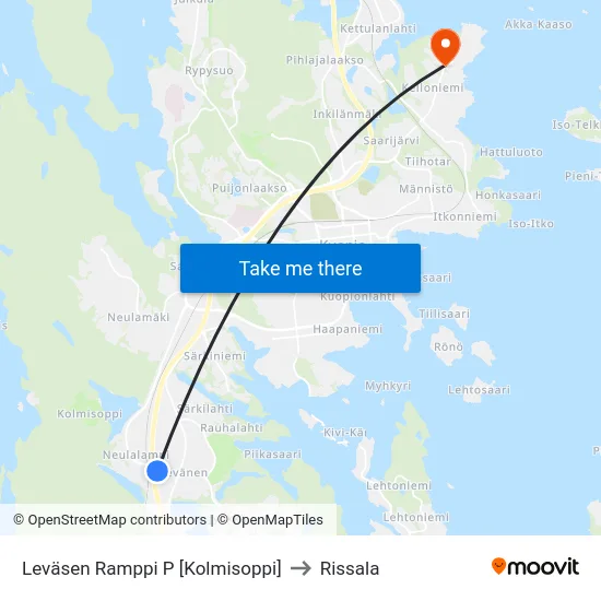 Leväsen Ramppi P [Kolmisoppi] to Rissala map