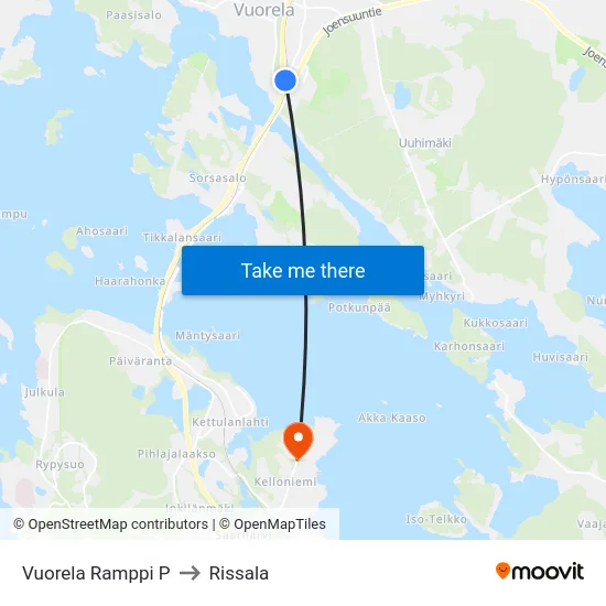 Vuorela Ramppi P to Rissala map