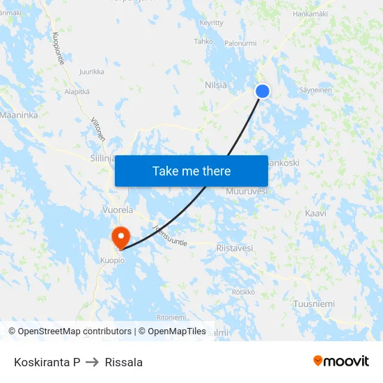 Koskiranta P to Rissala map
