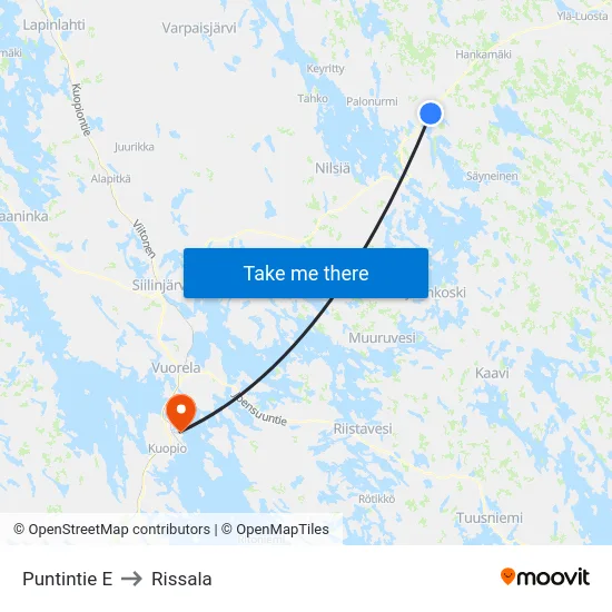 Puntintie E to Rissala map