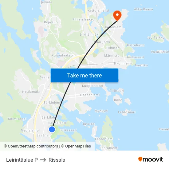 Leirintäalue P to Rissala map