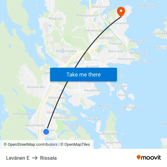 Levänen E to Rissala map