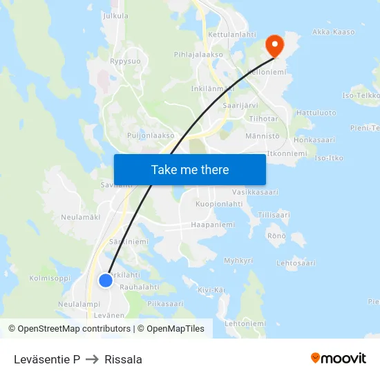 Leväsentie P to Rissala map