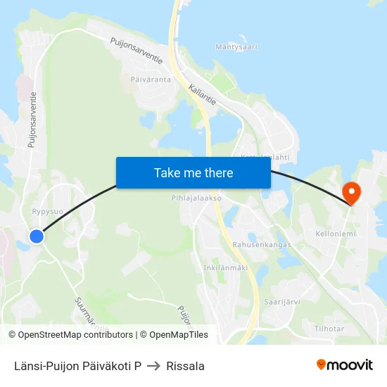 Länsi-Puijon Päiväkoti P to Rissala map