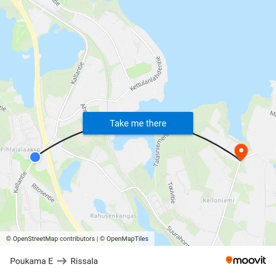 Poukama E to Rissala map