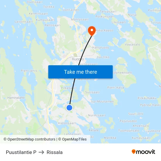 Puustilantie P to Rissala map