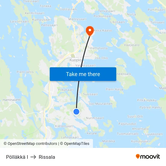 Pölläkkä I to Rissala map
