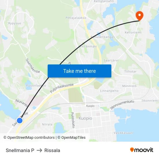 Snellmania P to Rissala map