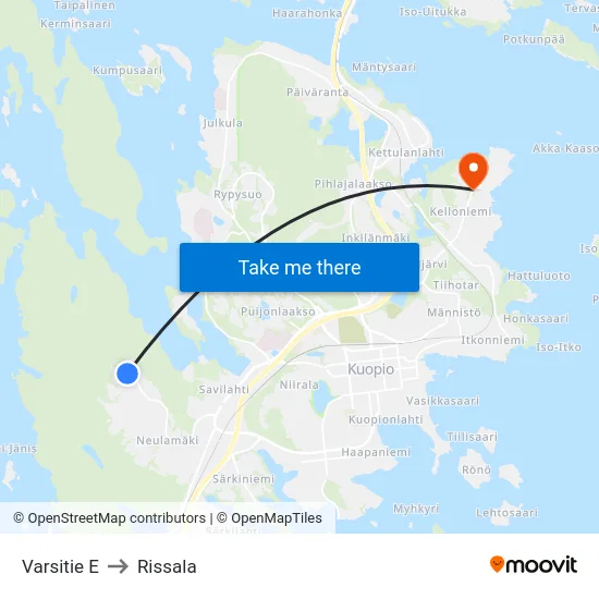 Varsitie E to Rissala map