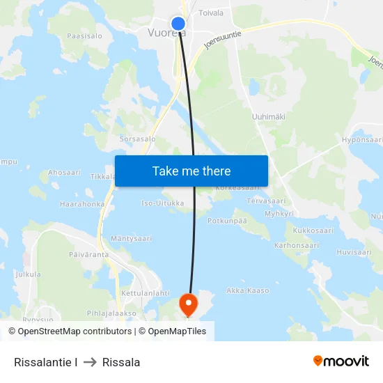 Rissalantie I to Rissala map