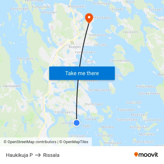 Haukikuja P to Rissala map