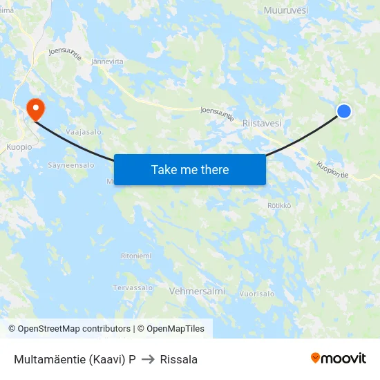 Multamäentie (Kaavi)  P to Rissala map