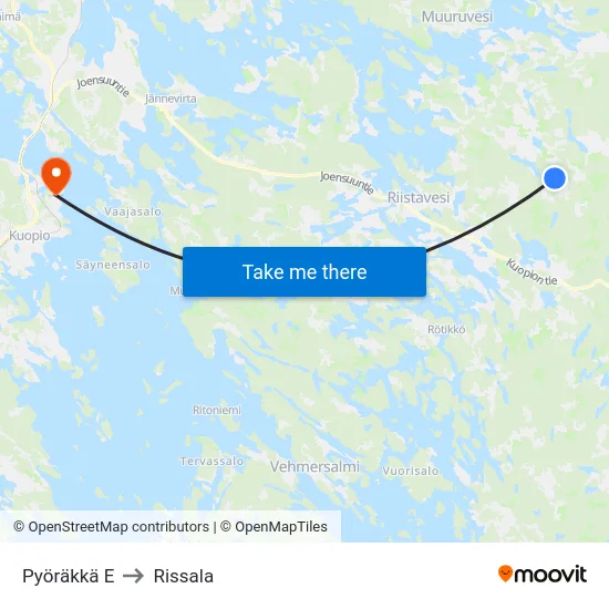 Pyöräkkä  E to Rissala map