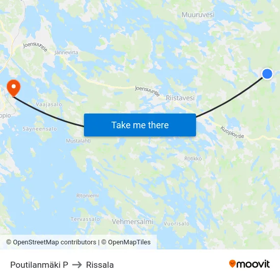 Poutilanmäki  P to Rissala map