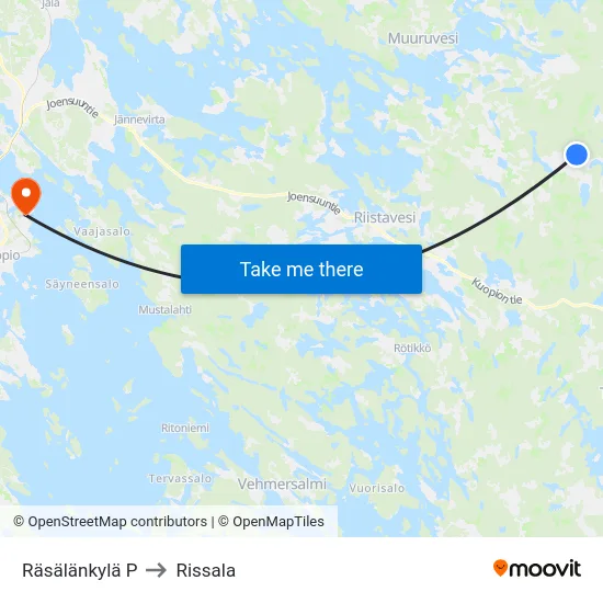 Räsälänkylä  P to Rissala map