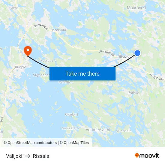 Välijoki to Rissala map
