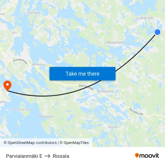 Parvialanmäki  E to Rissala map