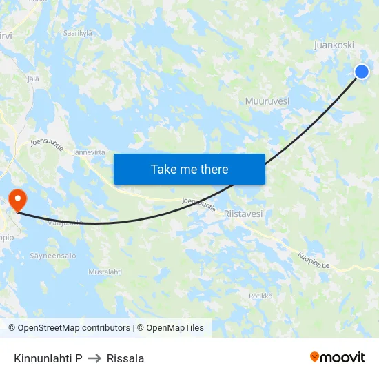 Kinnunlahti  P to Rissala map