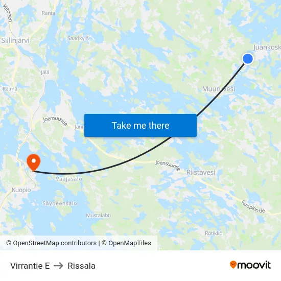 Virrantie  E to Rissala map